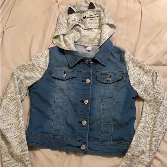 girls hooded jean jacket